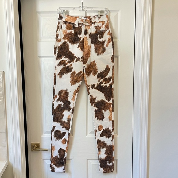 WeWoreWhat Cow Hide Stiletto Slit Jeans Size 26 NWT - Picture 3 of 11
